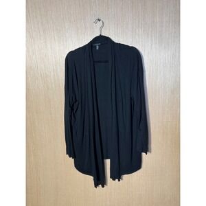 Eileen Fisher Womens XL Black Viscose Spandex Open Front Draped Cardigan Sweater